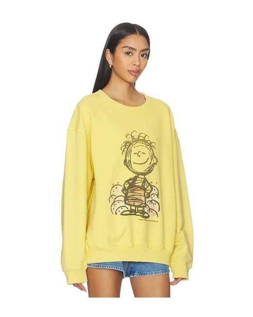 Vintage Heavy Yellow X Peanuts Pig Pen Friends Crewneck Sweater for men