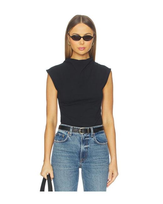 Nation Los Angeles Blue Lulu Mock Neck Top