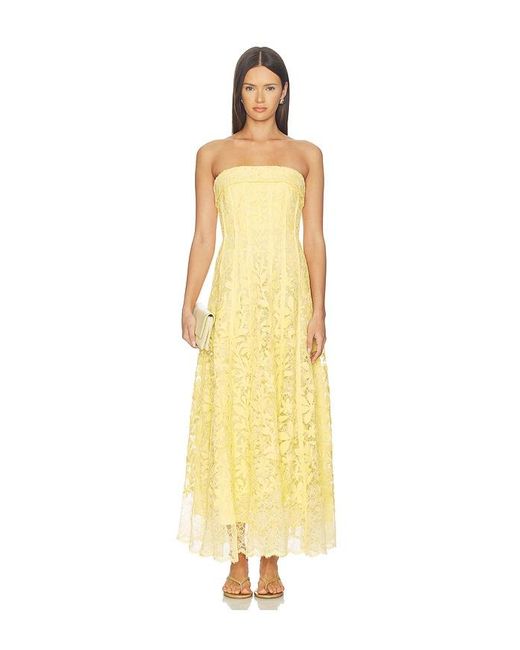 Jonathan Simkhai Yellow Imogen Cotton Lace Bustier Midi Dress