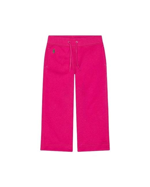 Polo Ralph Lauren Pink Double Knit Tech Athletic Wide Leg Pant