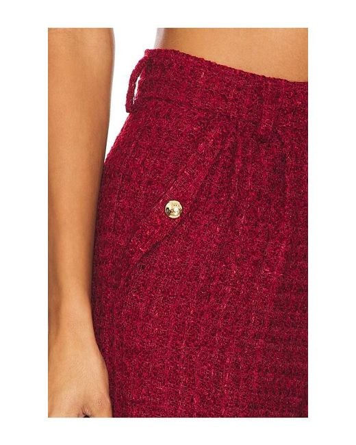 Amanda Uprichard Red Tweed Wide-Leg Pants