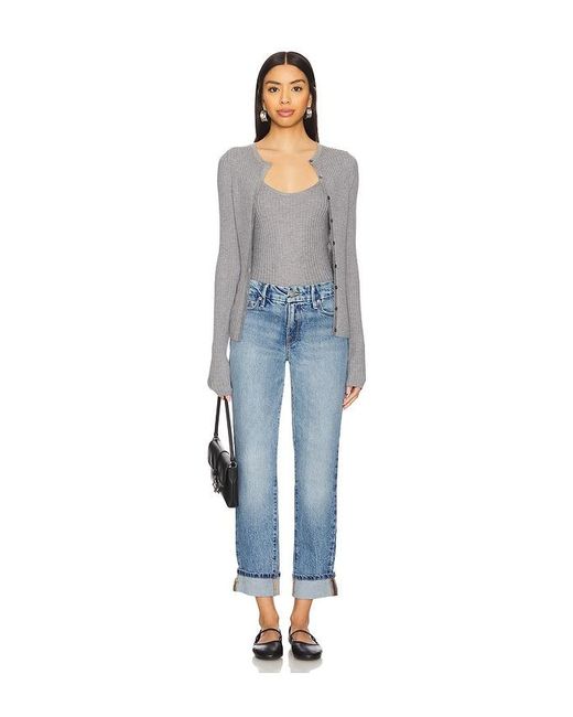 GOOD AMERICAN Blue Mid Rise Good Classic Cuffed Jeans