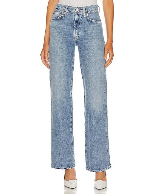 Agolde Blue Hose Mit Mittelhohem Bund Und Geradem, Weitem Bein Harper