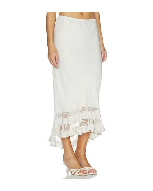 Free People White Long Lost Lover Slip Skirt
