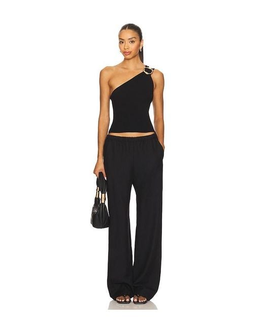 Jonathan Simkhai Black Fenix One Shoulder Top