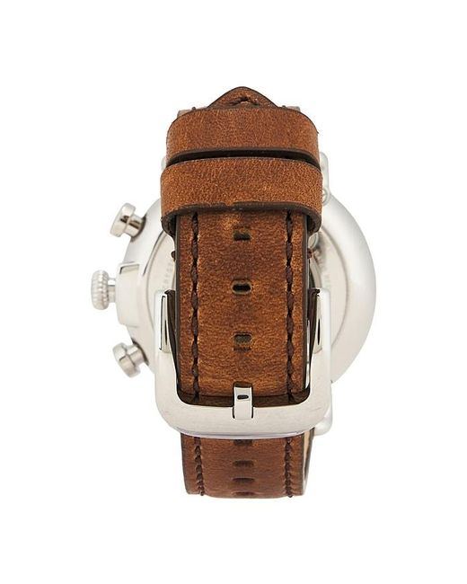 Shinola Blue Runwell 2 Eye Chrono 41Mm Watch British Tan Leather Strap for men