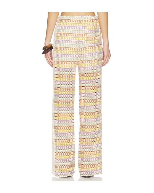 Central Park West Natural Celine Crochet Mid Rise Pants