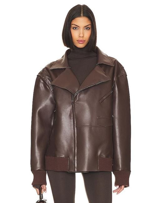 Norma Kamali Brown Oversized Moto Jacket