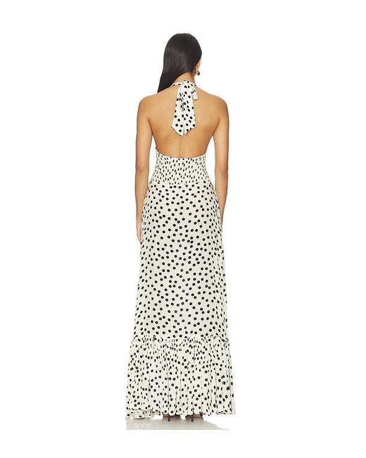 Leslie Amon White Ari Halter Maxi Dress