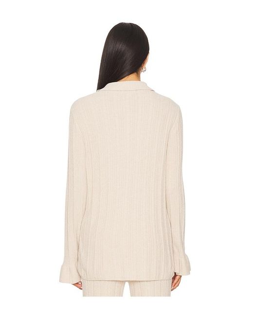 Barefoot Dreams Natural Cozychic Ultra Lite Ribbed Ruffle Cuff Shirt