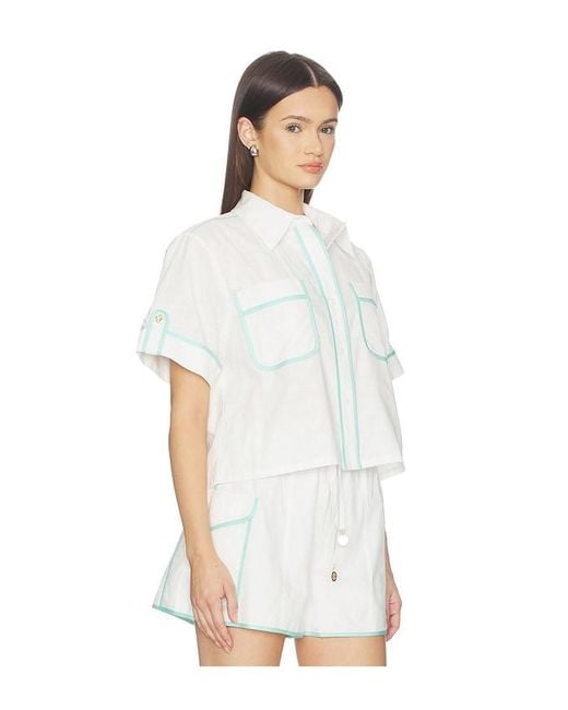 Kulani Kinis White Cropped Button Up Shirt