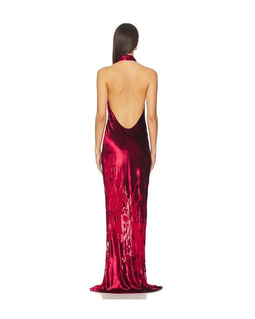 The Sei Red Halter Bias Gown