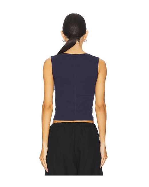 Enza Costa Blue Supima Baby Cropped U Tank Top