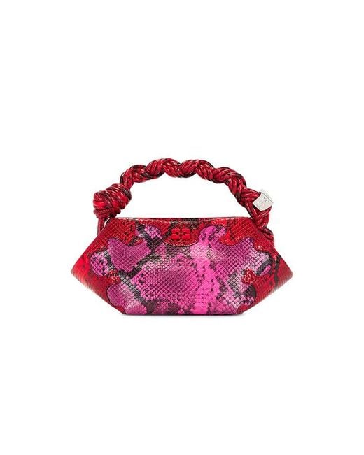 Ganni Red Bou Mini Snake Bag