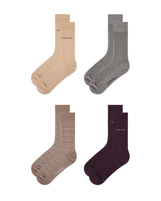 Calvin Klein 4 Pack Combed Cotton Giftbox Dress Crew Socks in White für Herren