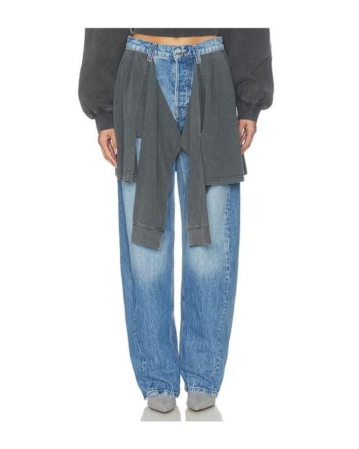 Alexander Wang Blue Slouchy Jean With Tied T-Shirt