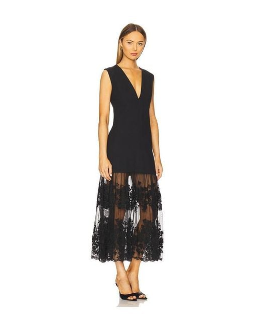 Sea Black Arielle Lace Vneck Midi Dress