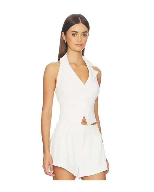 GOOD AMERICAN White Luxe Suiting Halter Vest