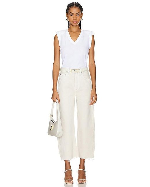 Citizens of Humanity White Ayla Undone Hem Crop Jeans