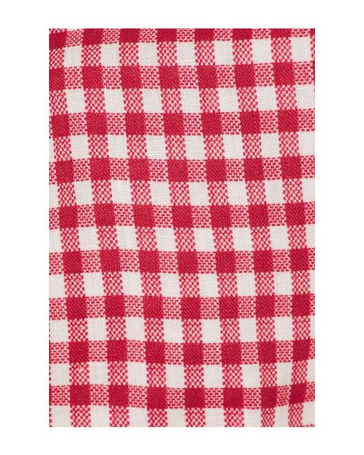 AEXAE Red Linen Shirt Tie Top