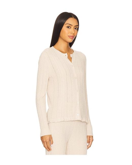 Barefoot Dreams Natural Cozychic Ultra Lite Cable Knit Cardigan With Ruffle