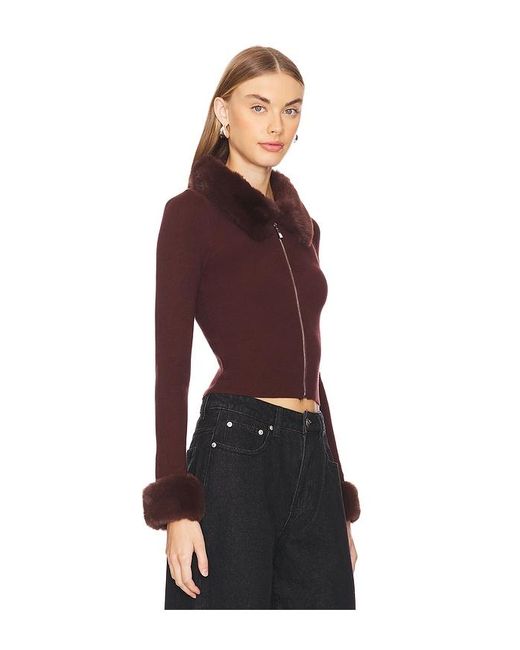 MORE TO COME Red Viscose-Blend Knit Zip Cardigan