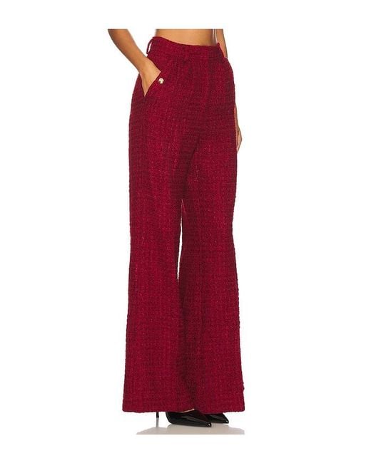 Amanda Uprichard Red Tweed Wide-Leg Pants