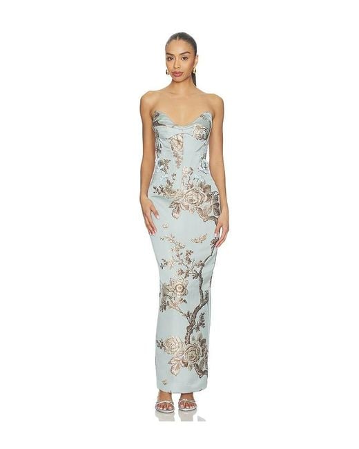 SAU LEE Multicolor Novella Brocade Dress