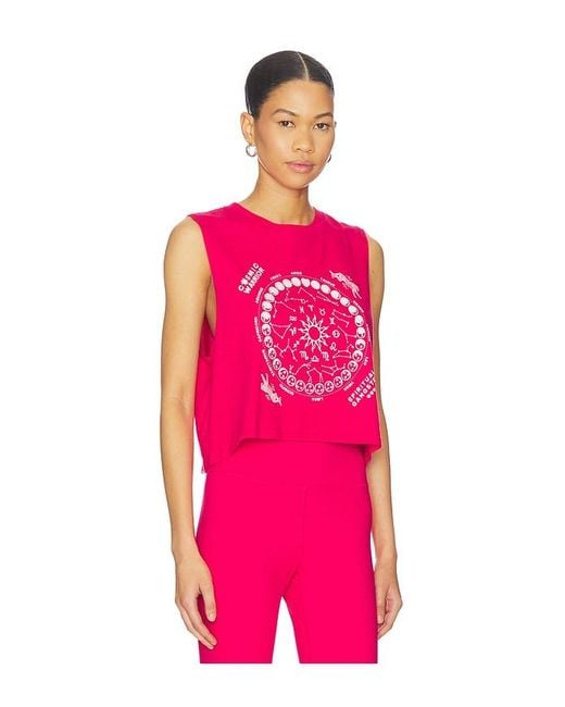 Spiritual Gangster Pink Zodiac Energy Spirit Crop Tank