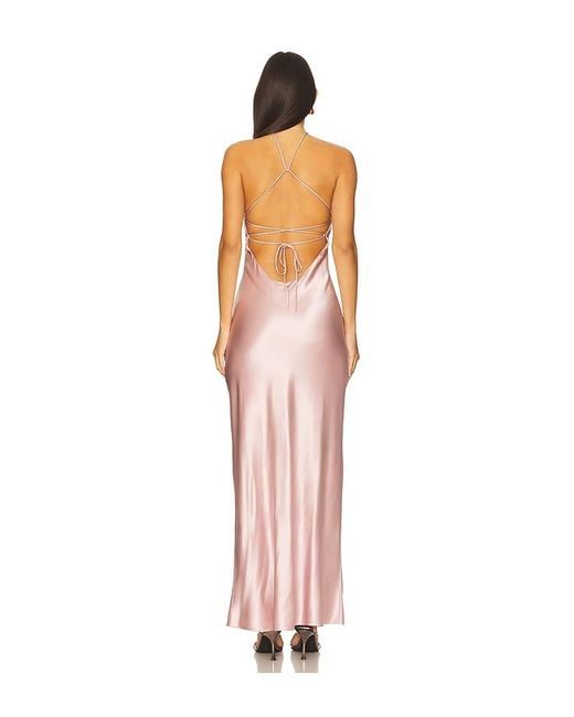 Line & Dot White Alisa Satin Maxi Dress