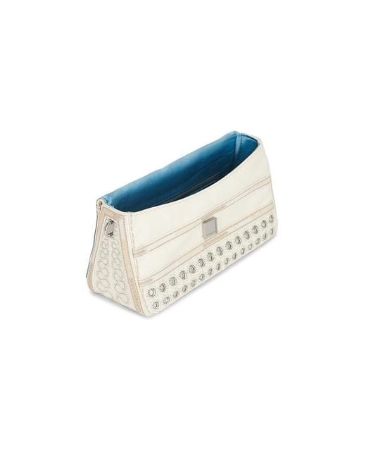 Tory Burch White Charlie Embellished Small Shoulder Bag