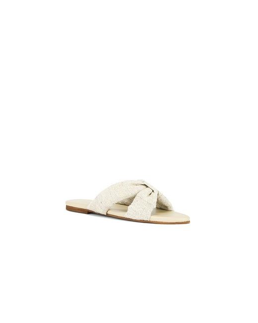 Kaanas White Banha Chunky Criss Cross Linen Sandal