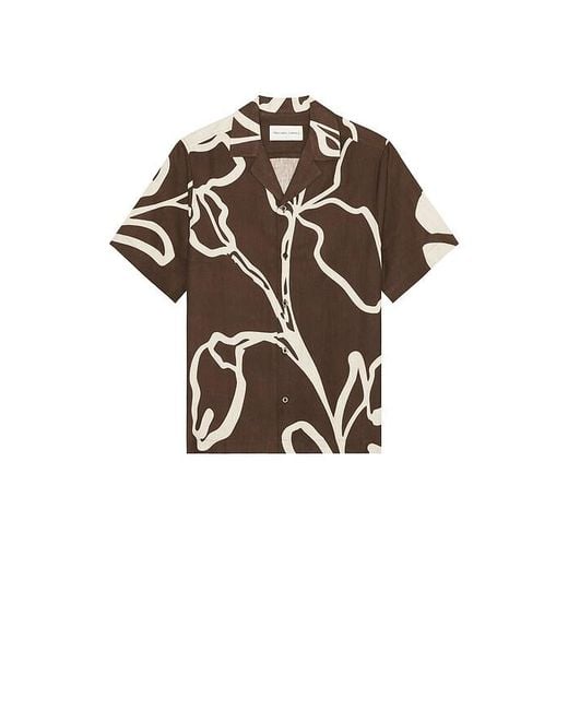 Frescobol Carioca Black Roberto Linen Short Sleeve Shirt Flor Printt for men