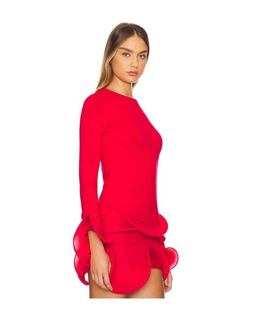 Sid Neigum Red Wave Sleeve Top