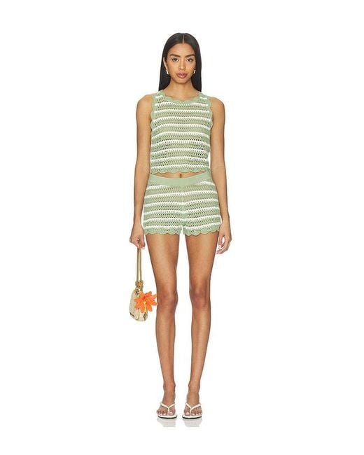 Alice + Olivia Green Bobbi Pointelle Pull On Short
