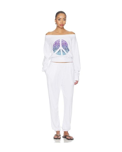 Lauren Moshi White Bronwyn Off The Shoulder Sweatshirt