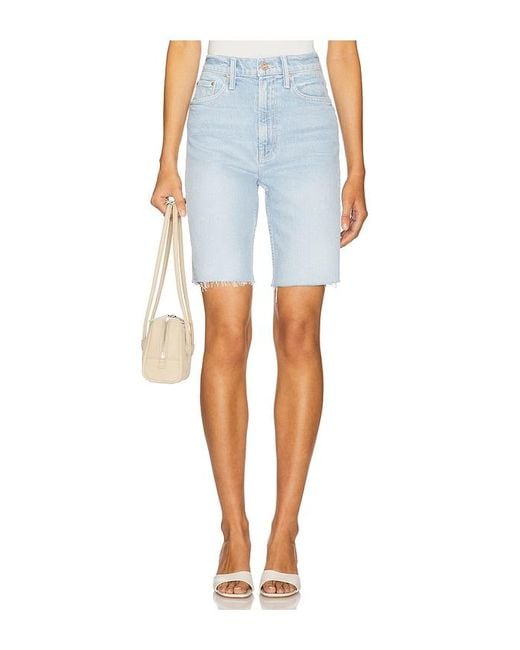 Mother Blue High Waisted Rider Bermuda Short Fray