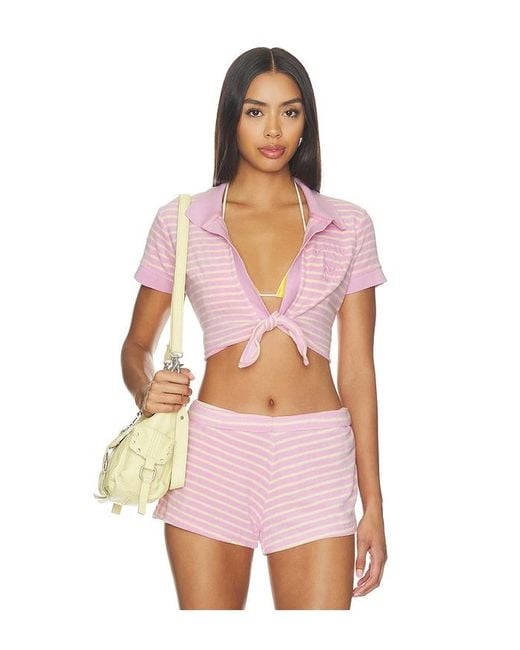 LoveShackFancy Pink Waverlynn Polo