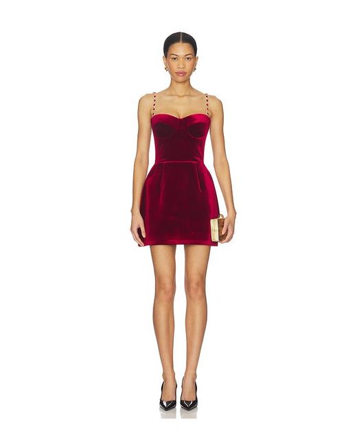 Nadine Merabi Red Harley Velvet Mini Dress