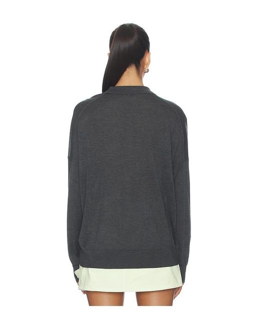 RENGGLI Black Silk Cashmere Boxy Long Sleeve Polo