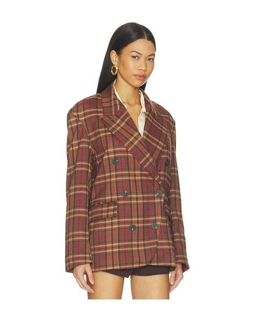 Free People Brown Dean Double Breasted Blazer