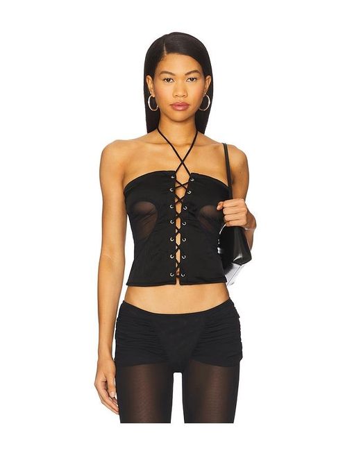 AMOR MIA Black Gathered Heart Top