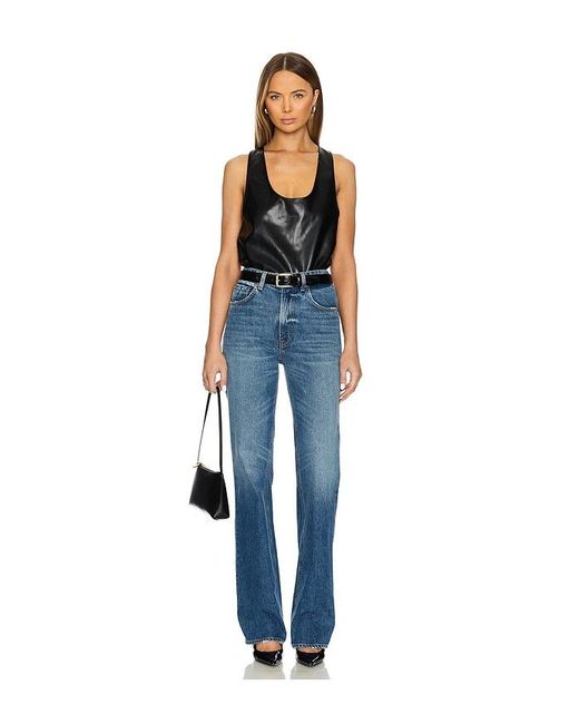 SER.O.YA Blue Nina Faux Leather Bodysuit