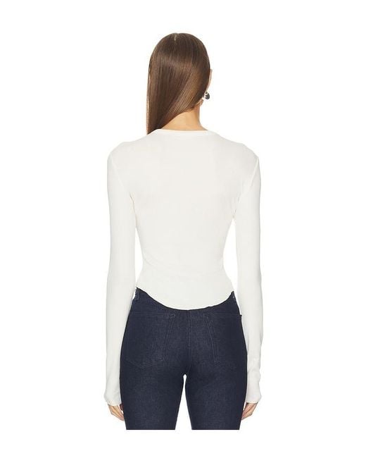 GRLFRND White Scoop Hem Long Sleeve Tee