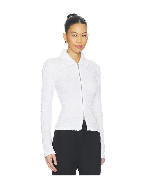 Samsøe & Samsøe White Sadaisy Zip Blouse