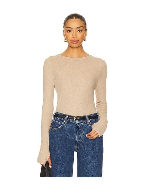 Enza Costa New Classic Long Sleeve Crew Top Blue