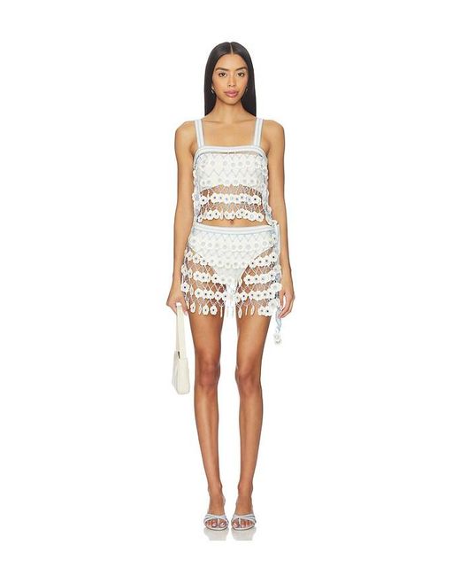 MY BEACHY SIDE Blue Fleur Hand-Crocheted Top