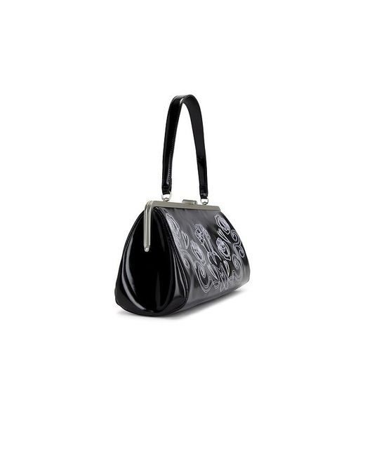 Markgong Black Large Embroidered Metal Clasp Bag