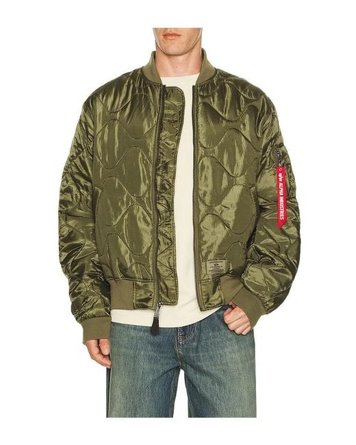 Alpha Industries Green 2B Relaxed Quilted Flight Jacket for men