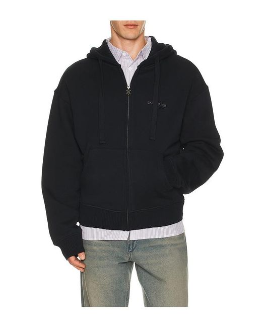 Daily Paper Black Boxy Zip Up Hoodie for men
